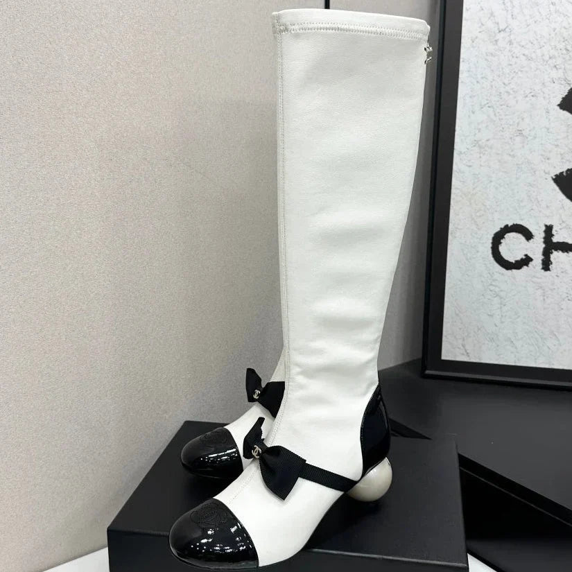 Chanel 2026 Chunky Pearl Boots 50mm Suede Leather 985808