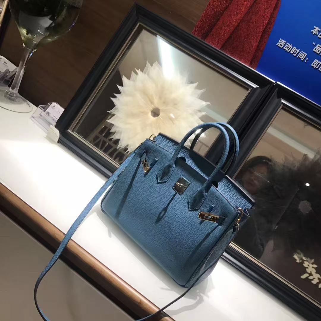 HM Kelly Bag 25cm Stale Blue Togo Leather SHW