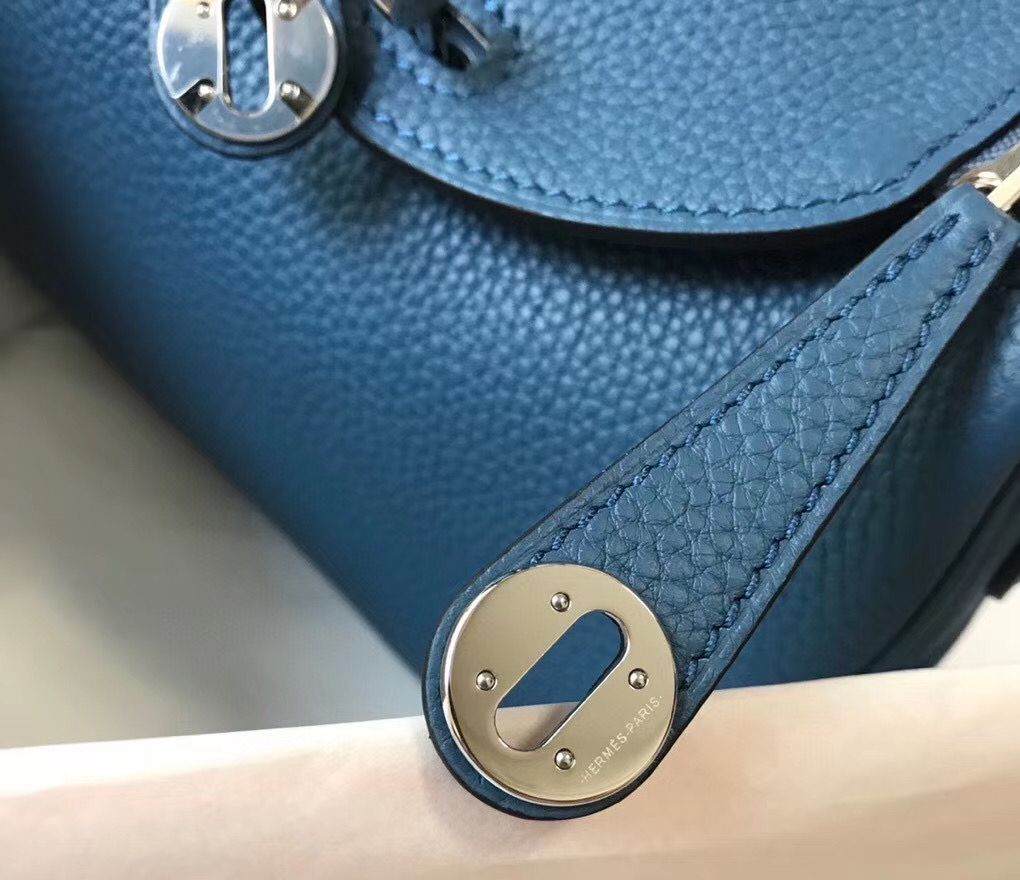 HM Mini Lindy 20cm Blue Agate Clemence Leather