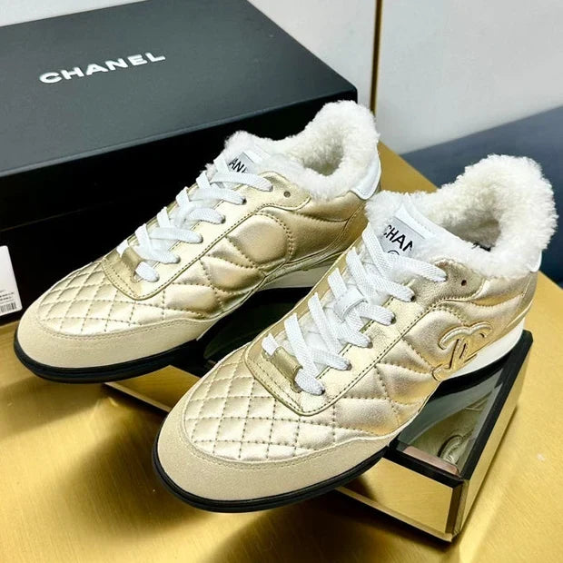Chanel 2026 Quilted Shearling Sneakers Cowhide 986965
