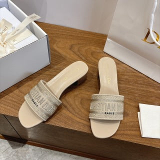 CD 26s Embroidered Sandals 45 Canvas Cowhide 685519