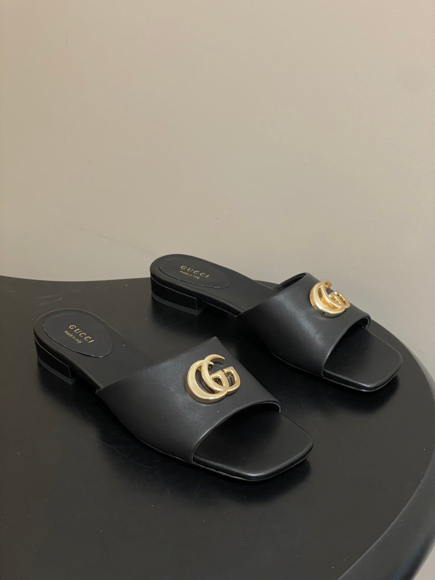 GG 26ss Flats Slippers Lambskin Gold Buckle