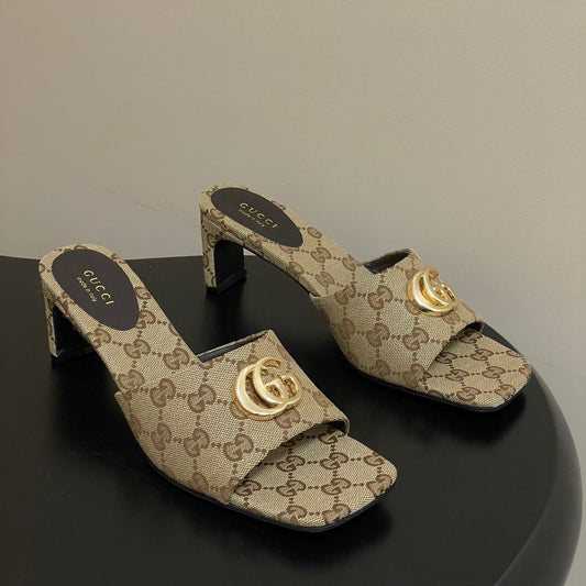 GG 26ss High Heel Slippers 55 Canvas Monogram 697861