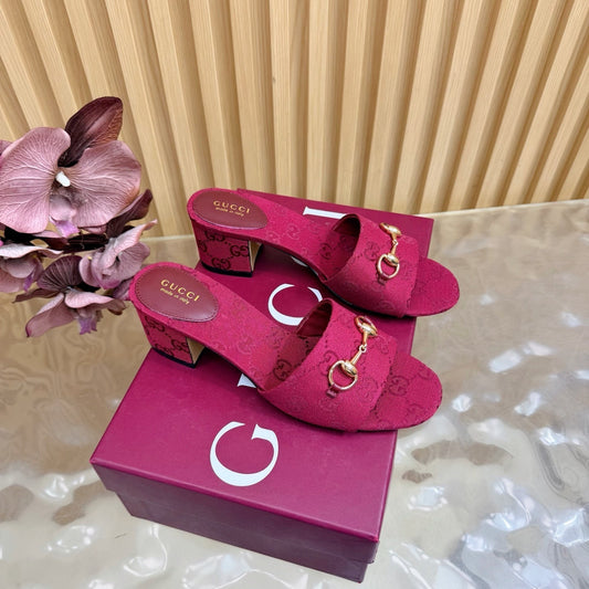 GG 26ss Chunky Heel Sandals 55 Double G Canvas