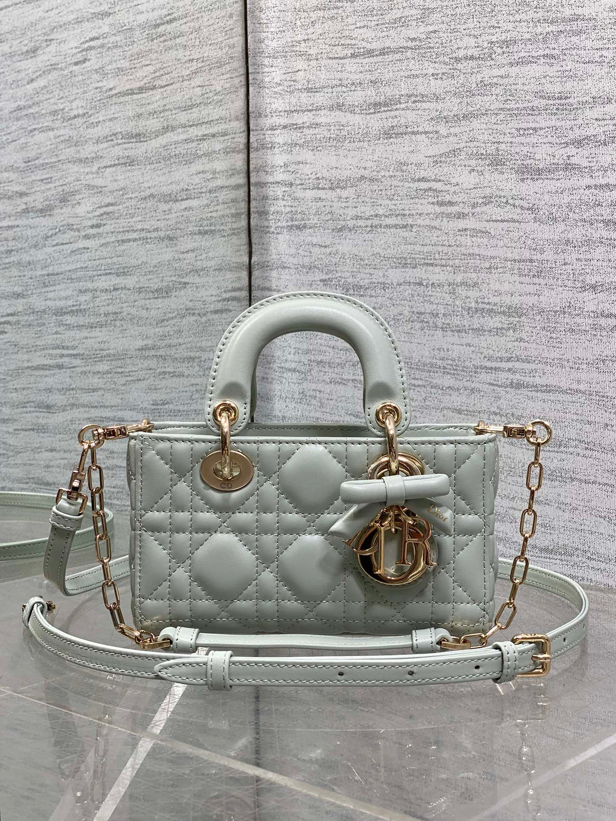 Dior 2026 Bow Lady D-Joy Lily Green Cannage Lambskin 286525