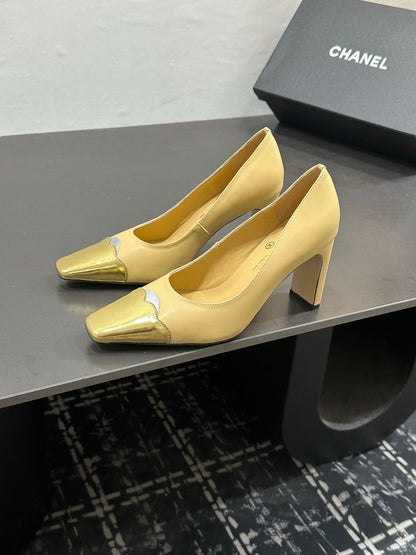 Chanel 2026 Chunky Heels Pumps Leather Sheepskin 832527