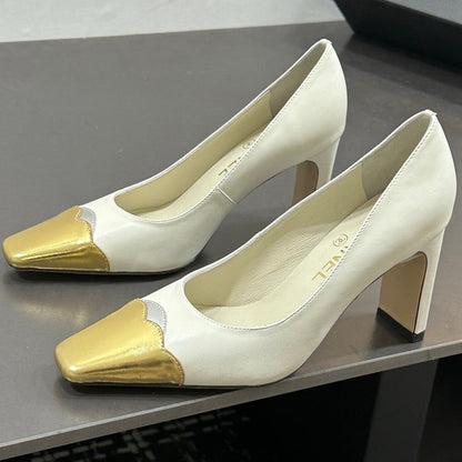 Chanel 2026 Chunky Heels Pumps Leather Sheepskin 832527