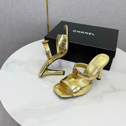 Chanel 2026 Crocodile Embossed Sandal 90mm Leather 904408