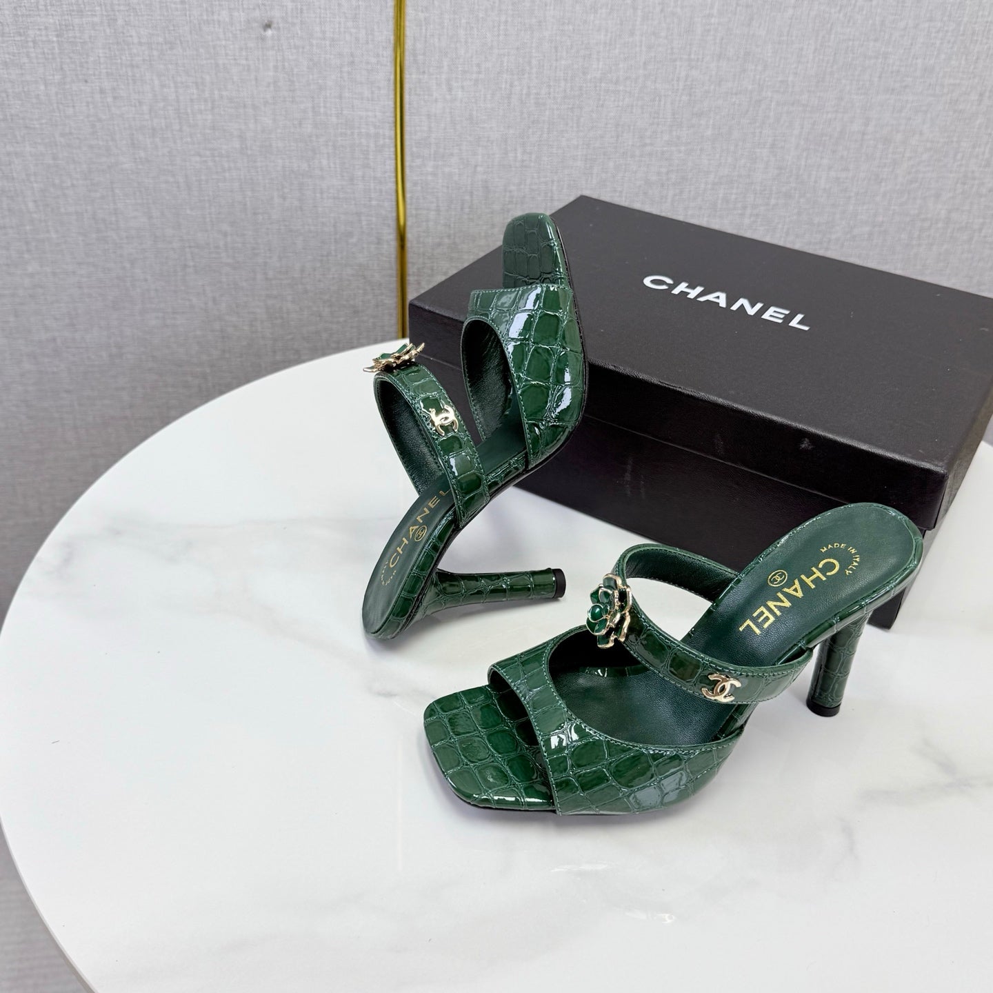 Chanel 2026 Crocodile Embossed Sandal 90mm Leather 904408
