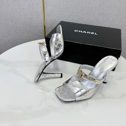 Chanel 2026 Crocodile Embossed Sandal 90mm Leather 904408