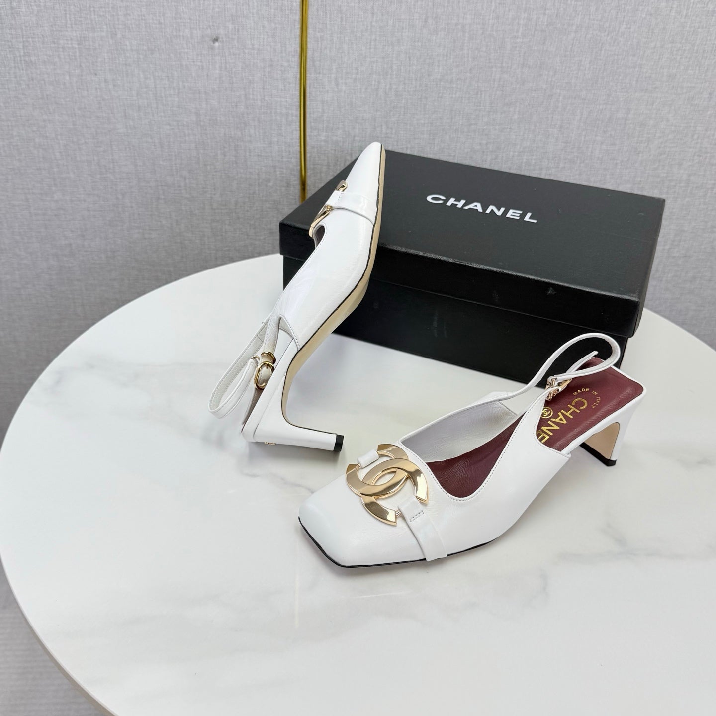 Chanel 2026 Gold Logo Slingback 50mm Sheepskin 904445