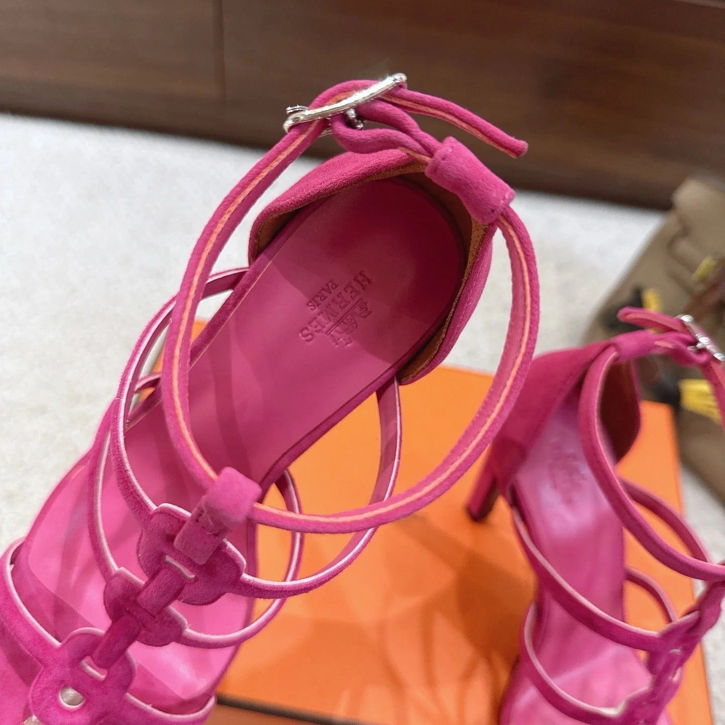 HM 26ss High Heels Sandals 10.5 Pink Suede 686013