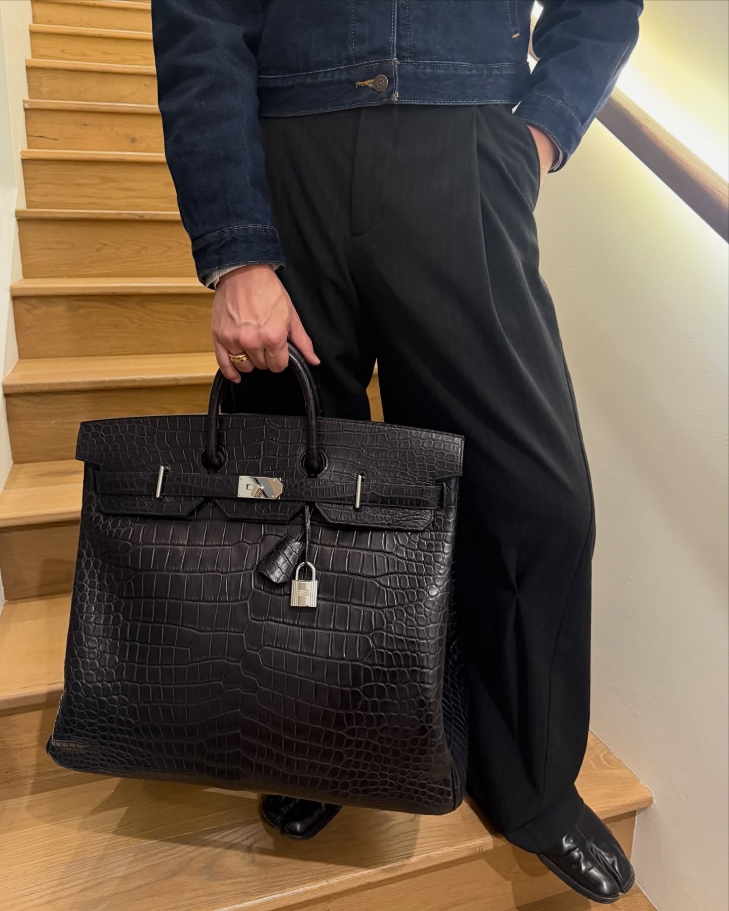 HM Haut à Courroies Bag Black Crocodile