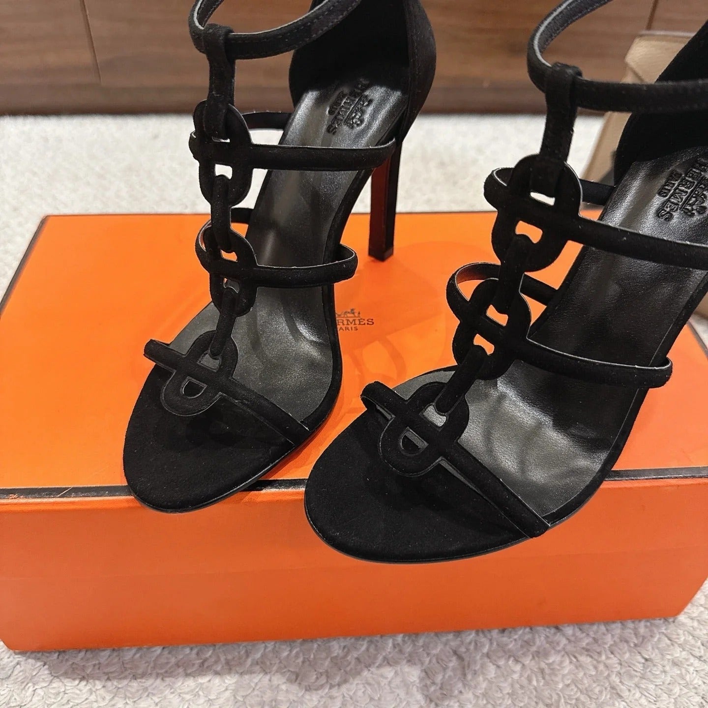 HM 26ss High Heels Sandals 10.5 Black Suede 686017