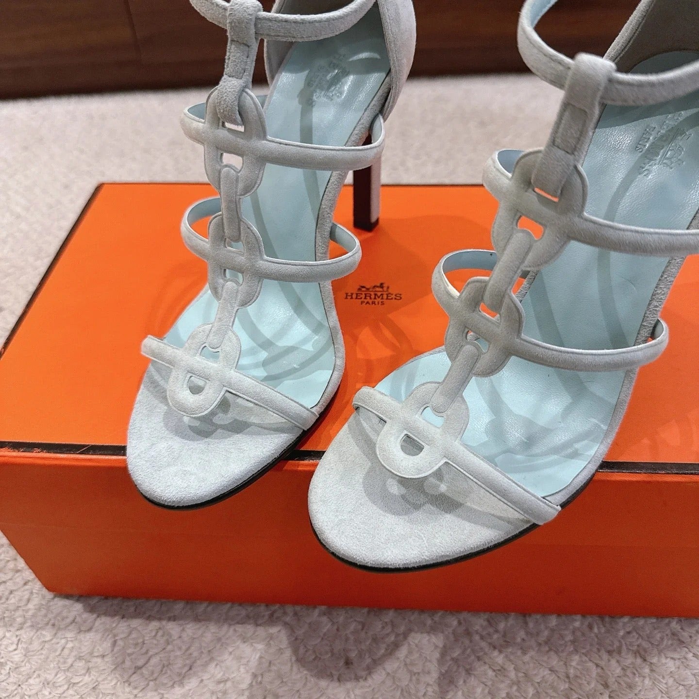 HM 26ss High Heels Sandals 10.5 Baby Blue Suede 686016