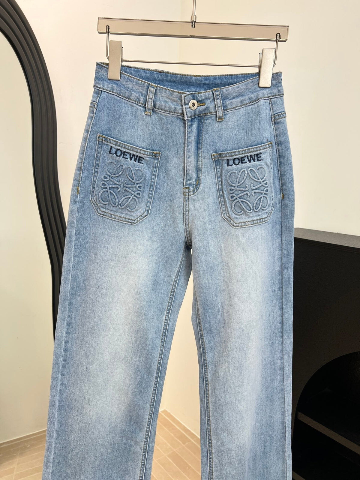 Loewe Embroidered Pocket Jeans Blue in Cotton 328340