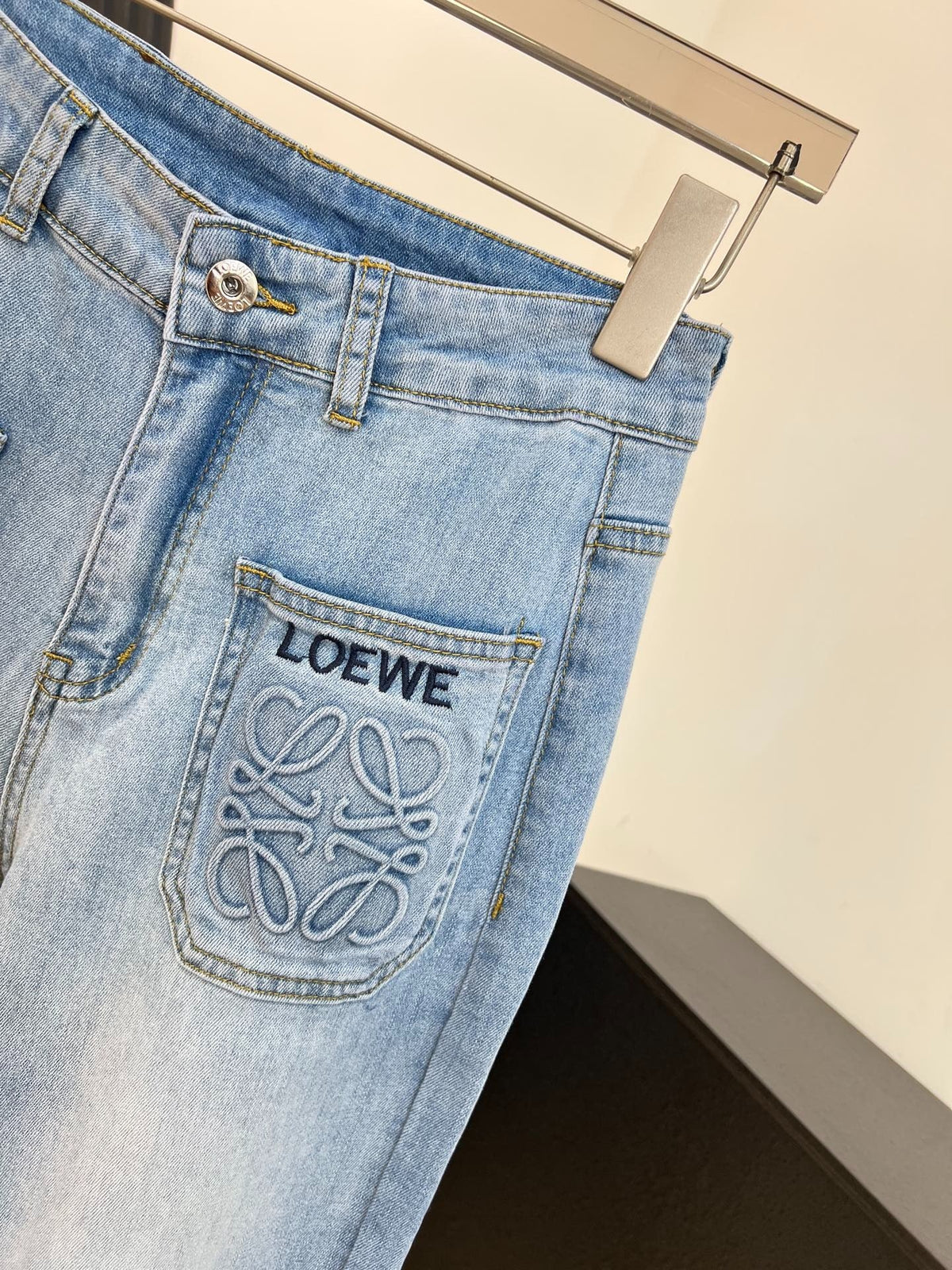 Loewe Embroidered Pocket Jeans Blue in Cotton 328340