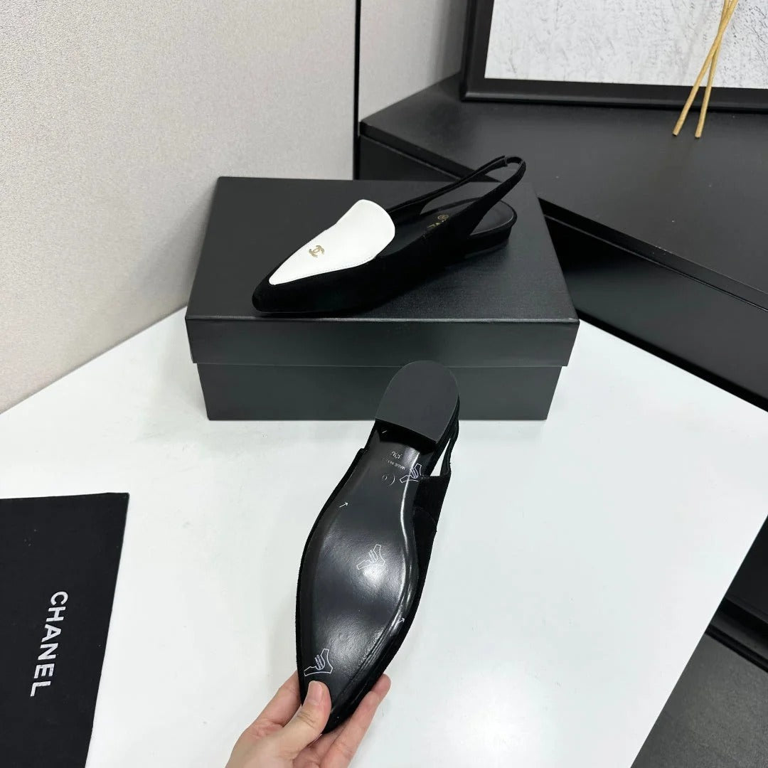 Chanel 2026 Two-Tone Flat Slingbacks Suede Leather 985827