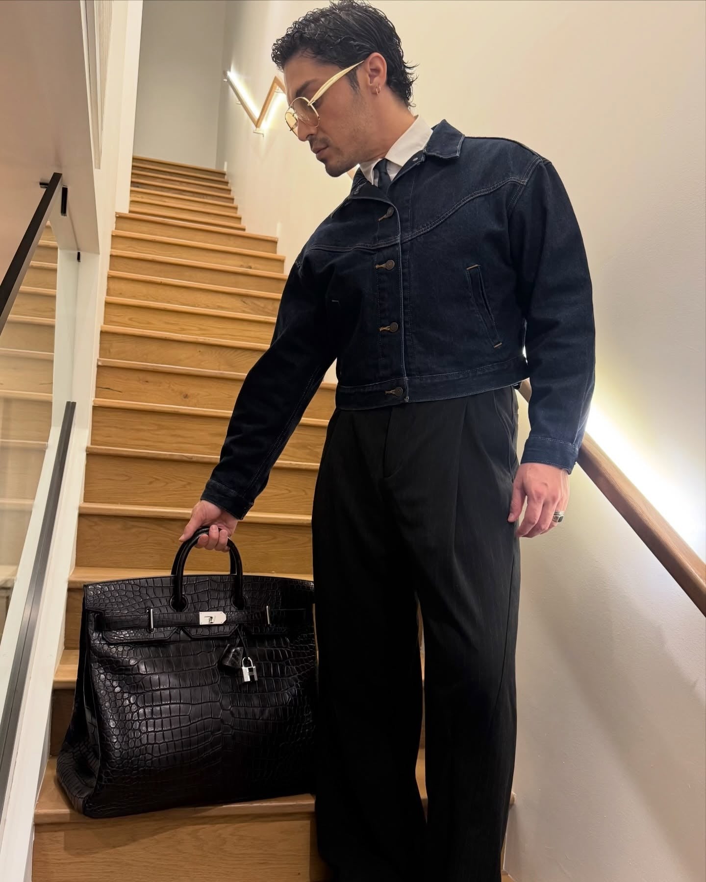 HM Haut à Courroies Bag Black Crocodile