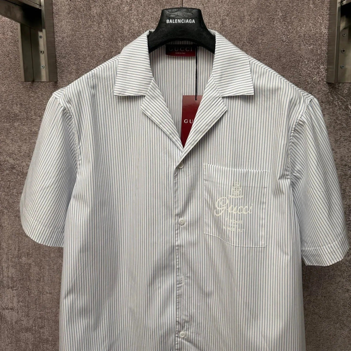 GC 2026 Men's Short-Sleeve Shirt White Blue Cotton 643456