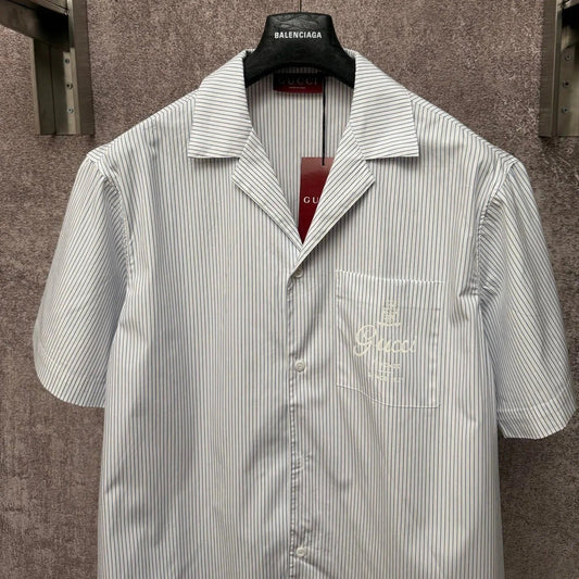 GC 2026 Men's Short-Sleeve Shirt White Blue Cotton 643456