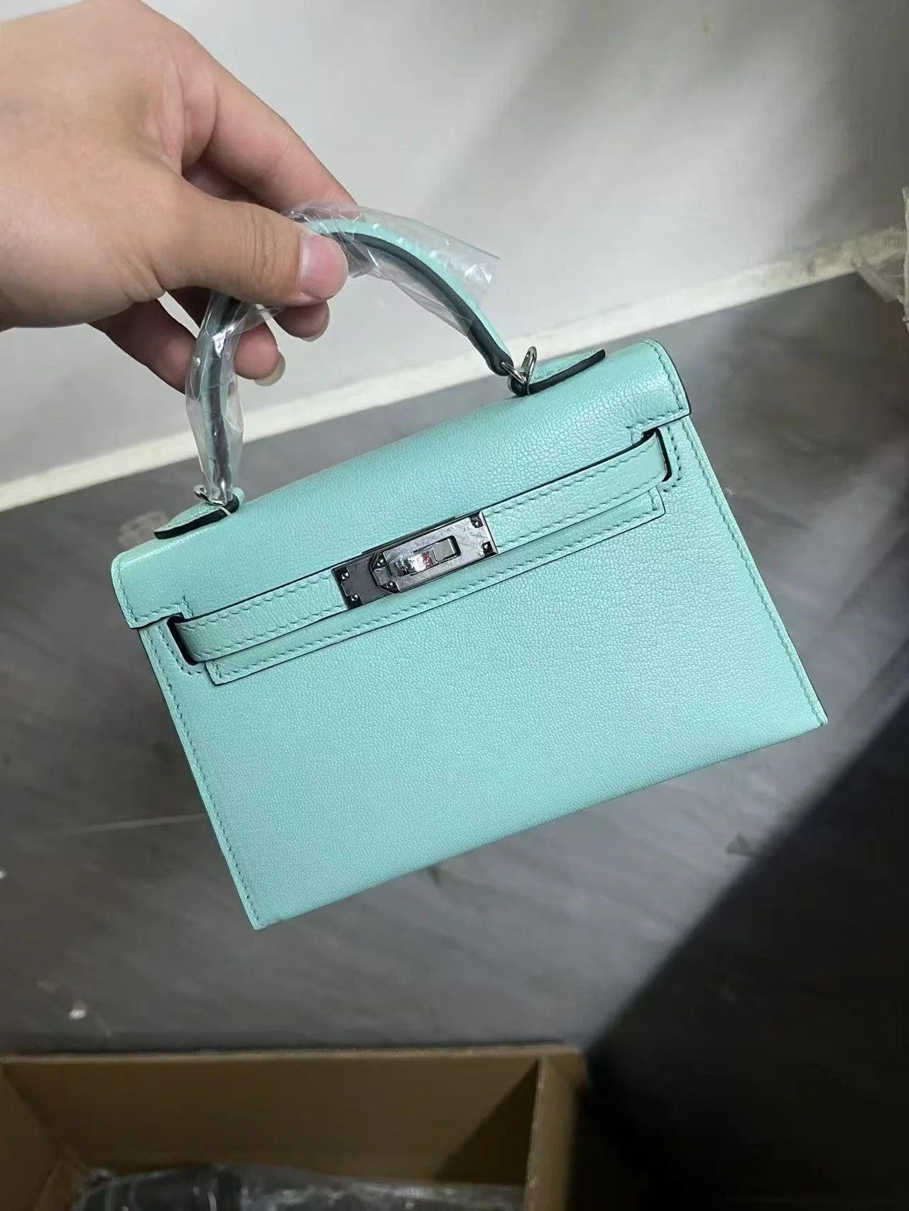 HM 2026 Mini Kelly Bag 20cm Light Turquoise Epsom Leather