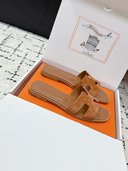 HM 26ss Oran Sandals Brown Suede Cowhide 617193