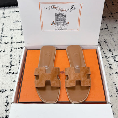 HM 26ss Oran Sandals Brown Suede Cowhide 617193