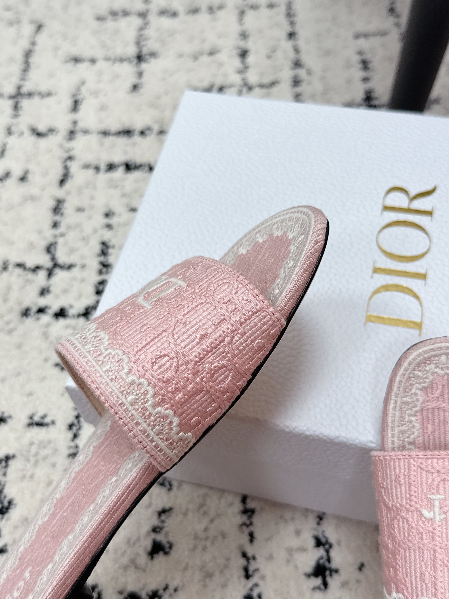 CD 26 Embroidered Slippers Pink Canvas 617082