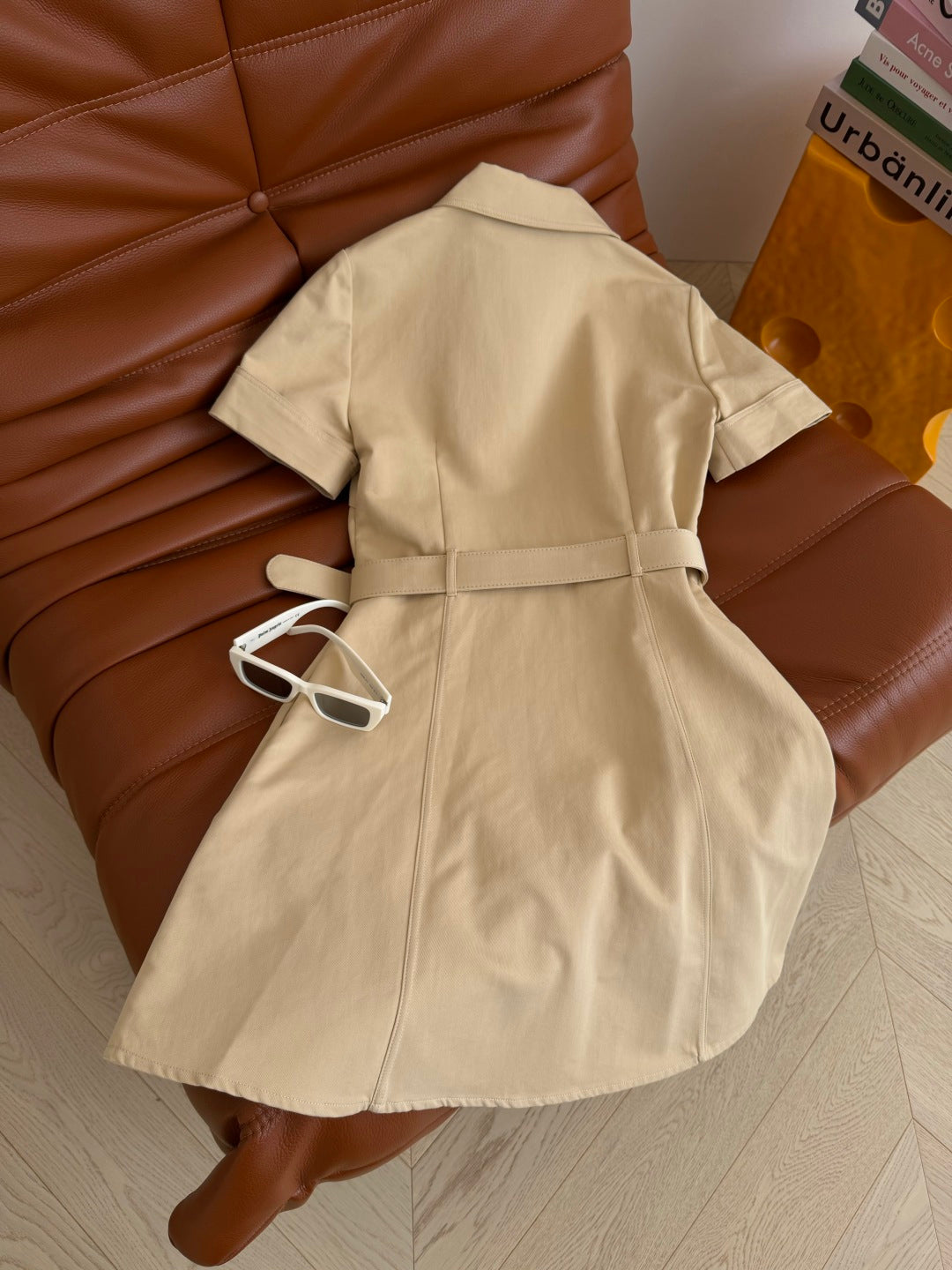CD 26s Médaillon Belted Shirtdress Khaki Cotton 396106