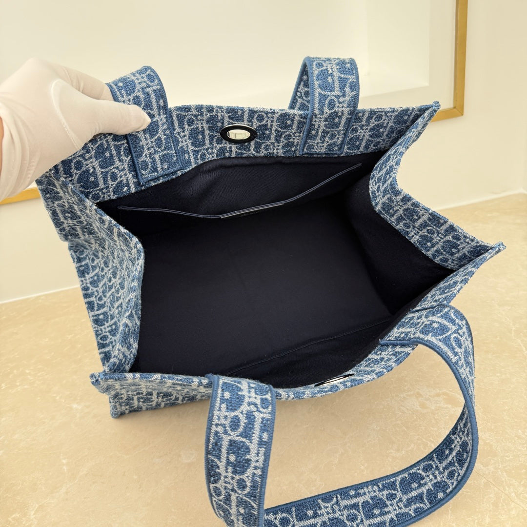 Dior 2026 Spongy Book Tote Bag Blue Canvas