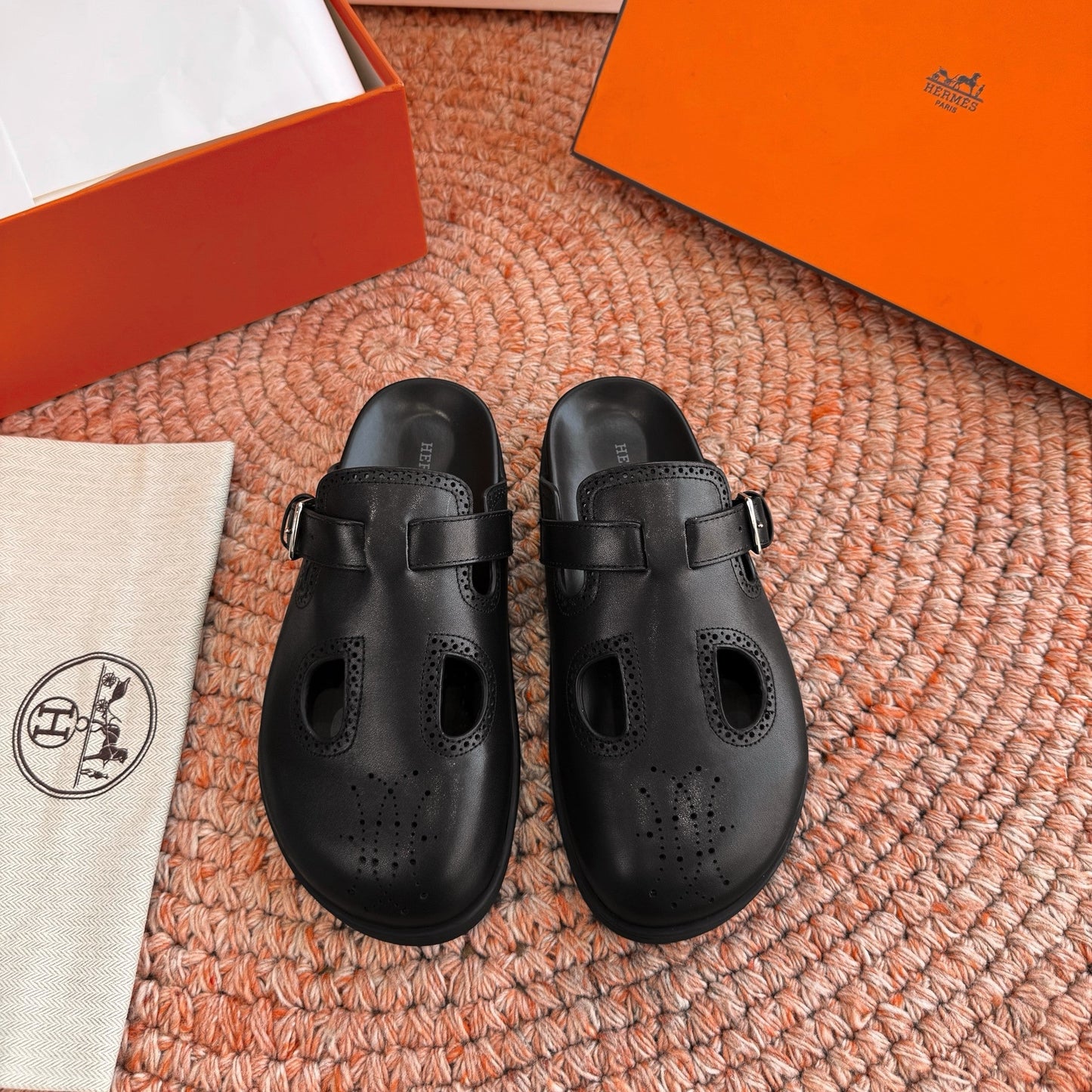 HM Monk Mules Black Leather 648494