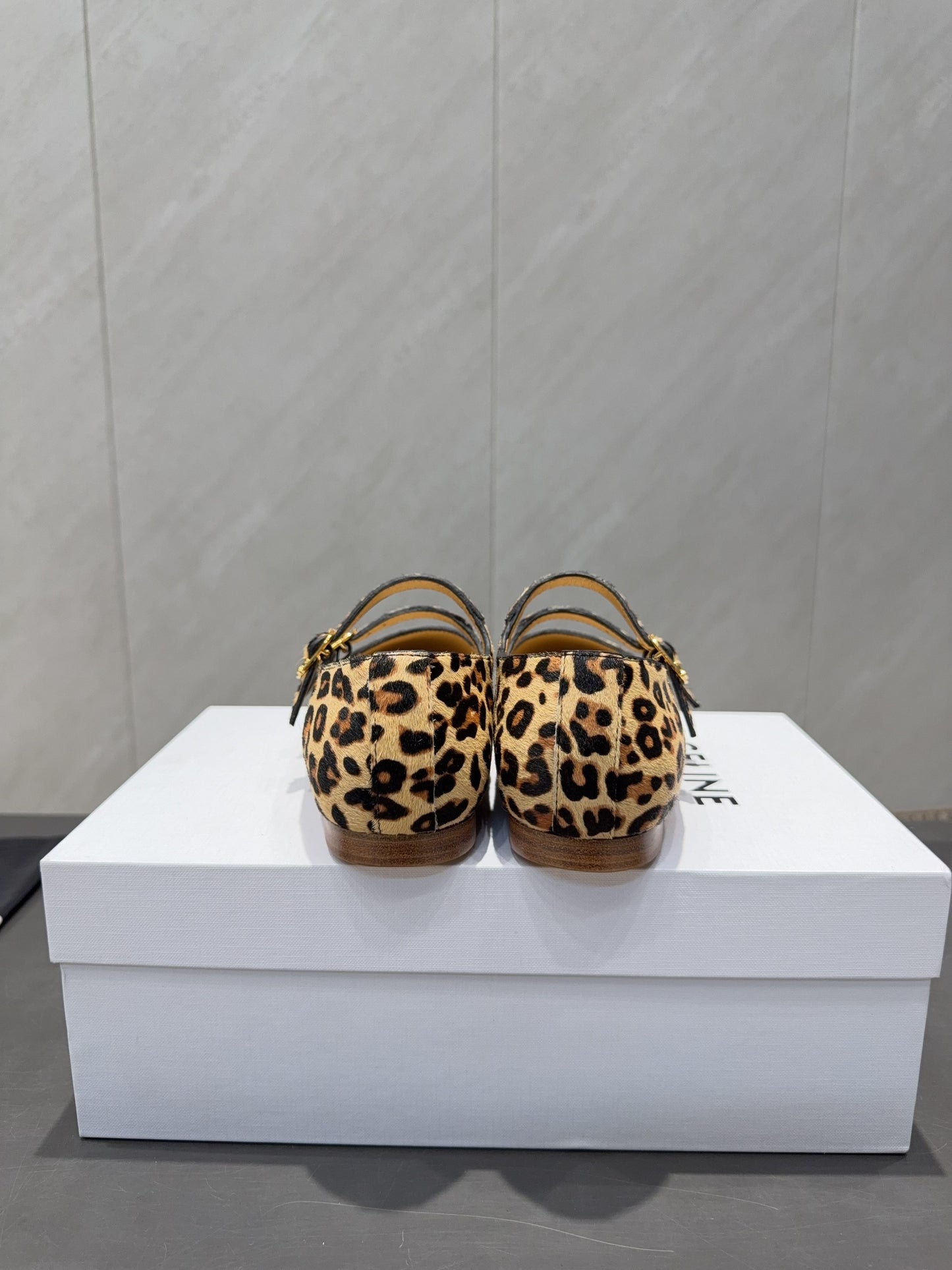 Celine 26 Ballet Flats Leopard Print Suede 614466