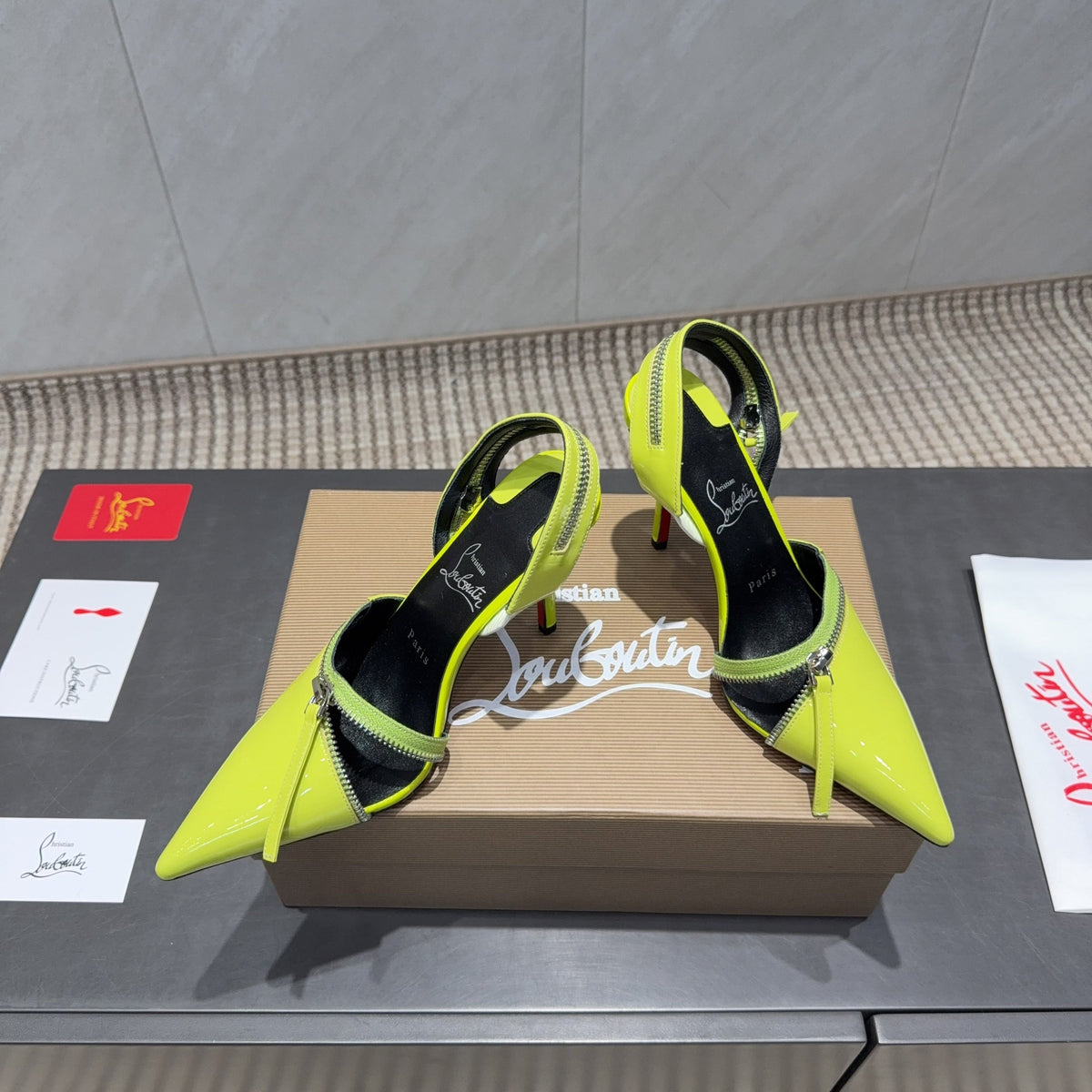 CL 26SS Slingback 100 Neon Yellow Patent Leather 613792