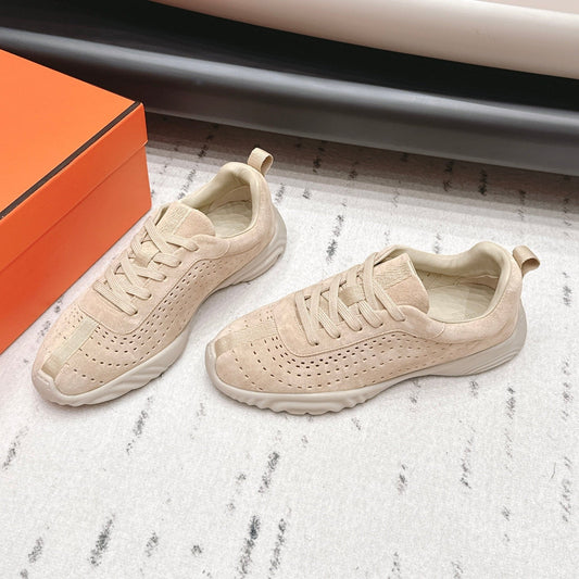 HM 26s Trail Sneakers In Beige Perforated Suede