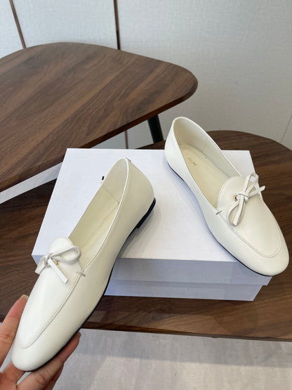 Celine 26 Loafers White Sheepskin 624696
