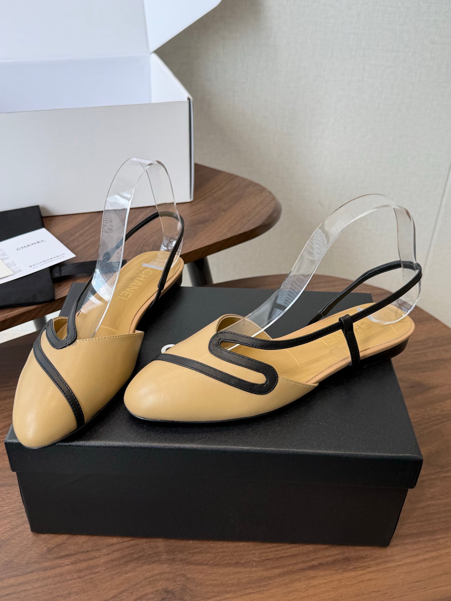 Chanel 2026 Open Back Flat Sandals Leather Sheepskin 833990