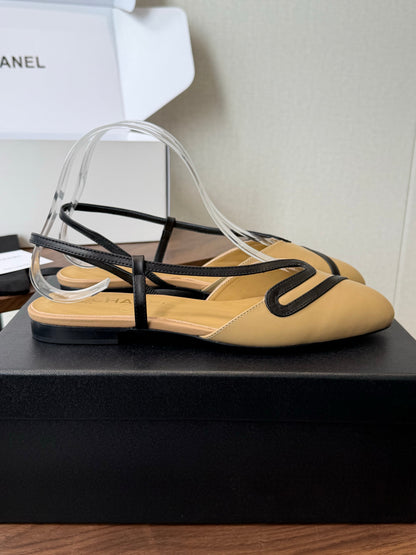 Chanel 2026 Open Back Flat Sandals Leather Sheepskin 833990