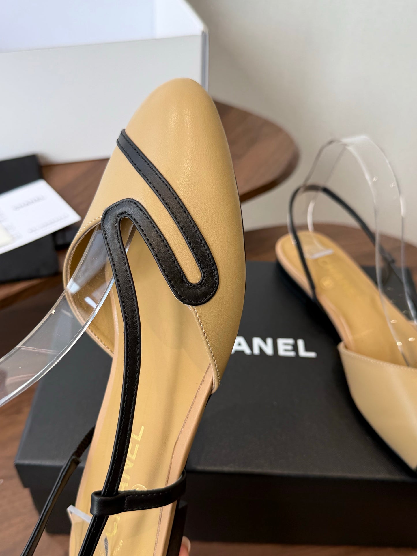 Chanel 2026 Open Back Flat Sandals Leather Sheepskin 833990