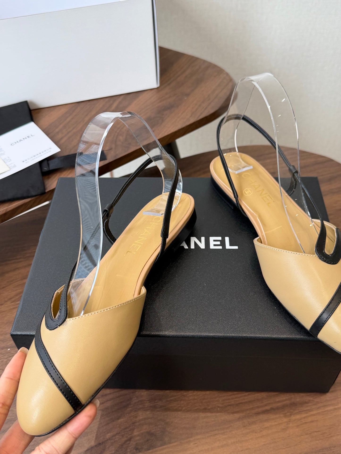 Chanel 2026 Open Back Flat Sandals Leather Sheepskin 833990