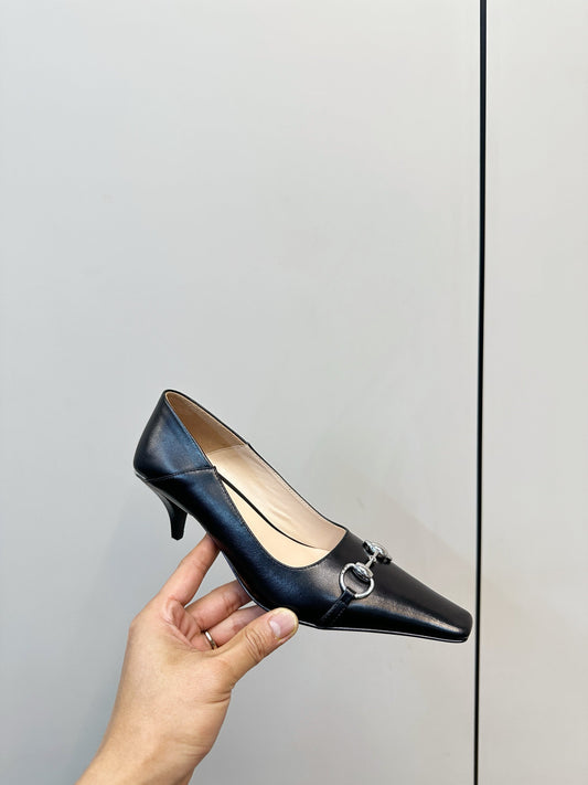 GG 26SS High Heels Pump Black Calfskin 645692