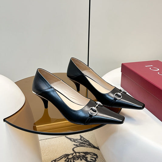 GG 26SS High Heels Pump Black Calfskin 645692