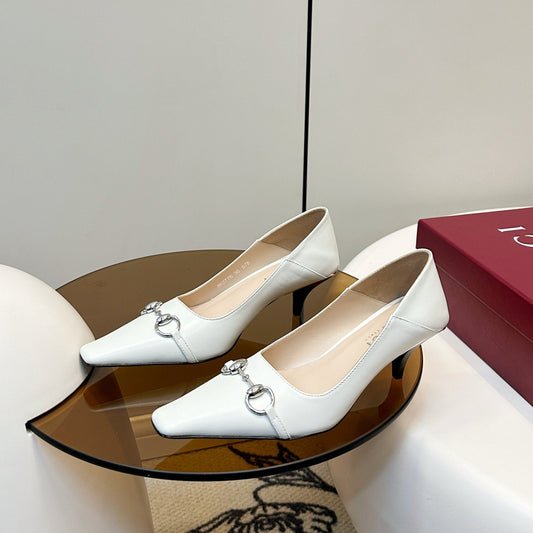 GG 26SS High Heels Pump White Calfskin 645694
