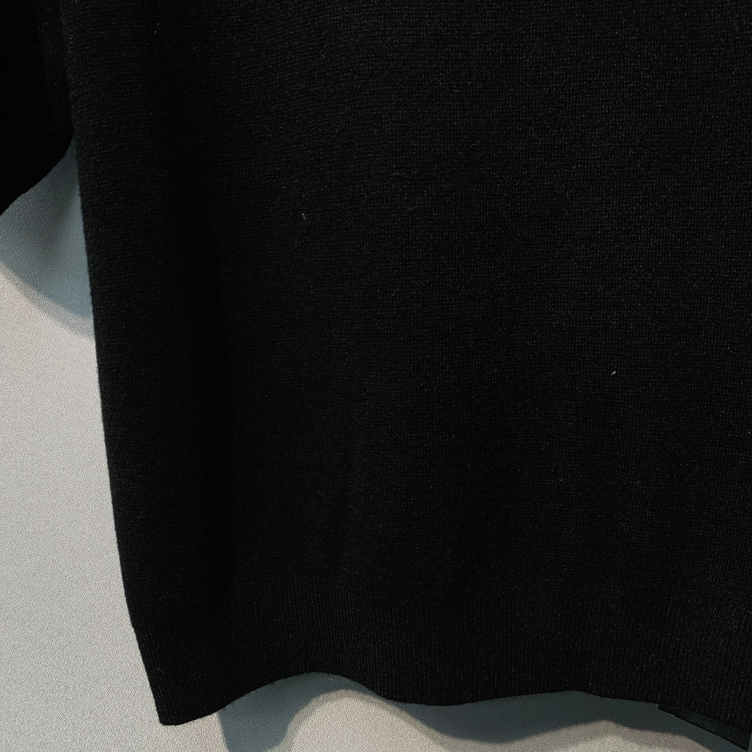 GG SS26 Knit Wool Top Embroidery Black Wool 350898