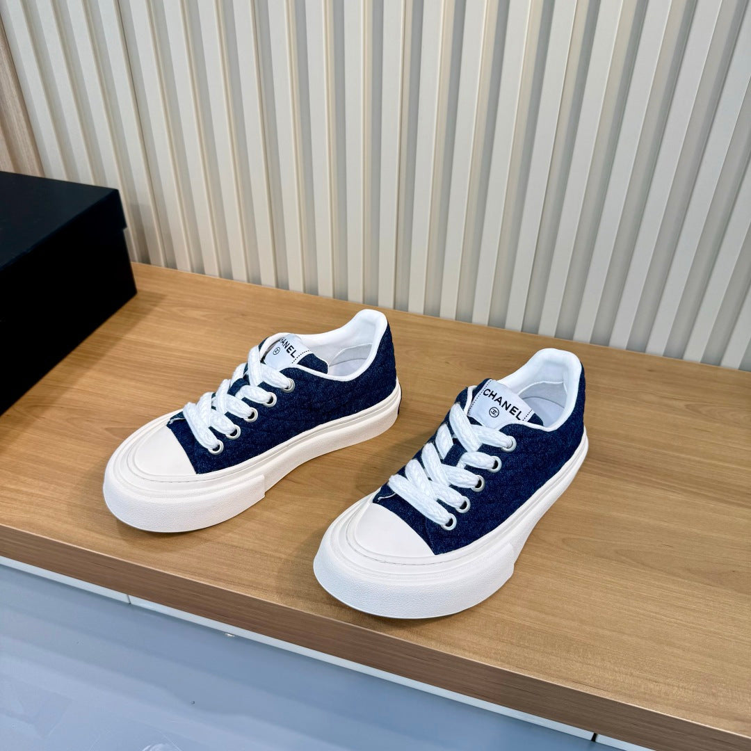 CC 26S Quilted Sneakers 3cm Dark Blue Fabric 106060