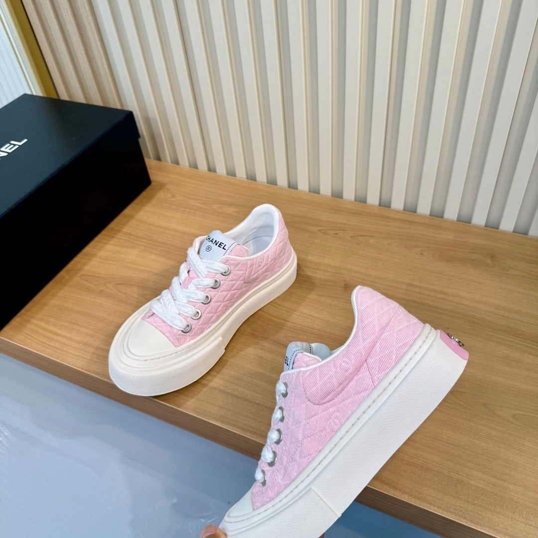 CC 26S Quilted Sneakers 3cm Pink Fabric 106064