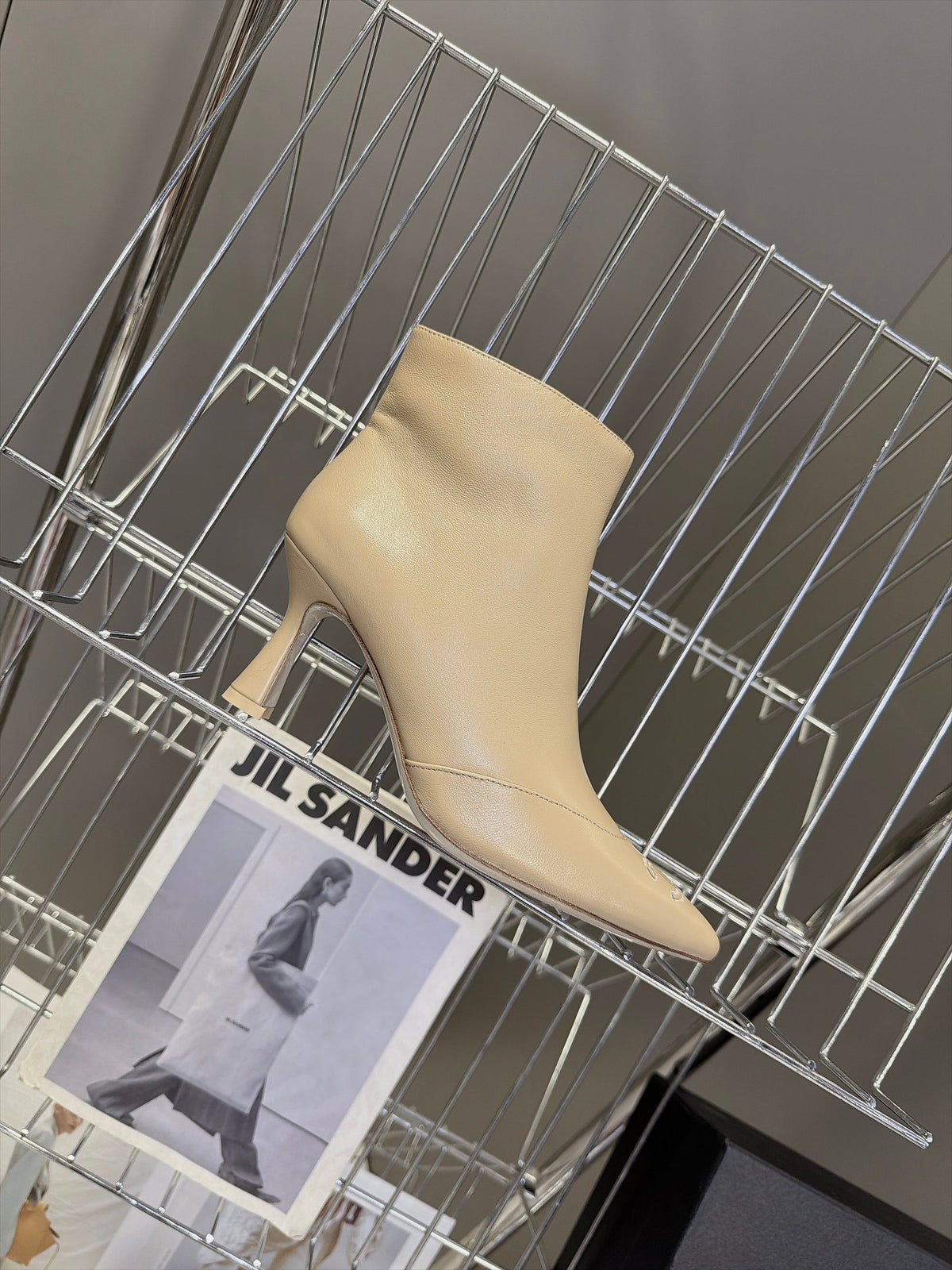 CC 26S Pointed Ankle Boots 5cm Beige Smooth Leather 113933