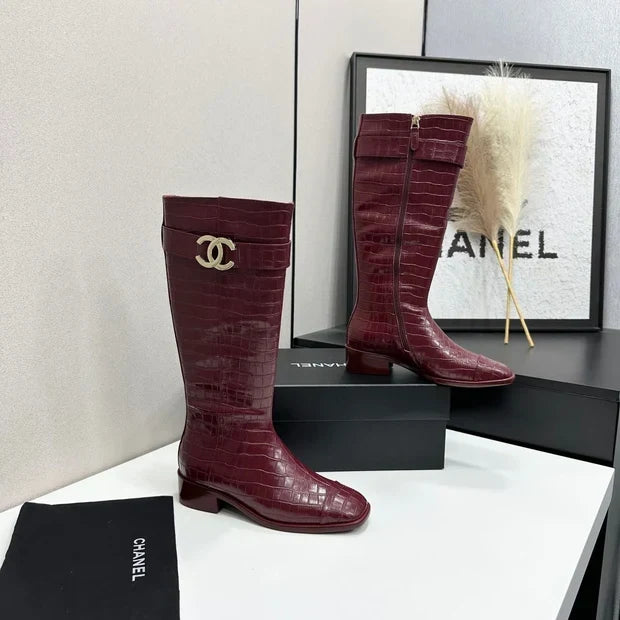 Chanel 2026 Metiers D'art Knee-High Boots 45mm Suede Cowhide 986193