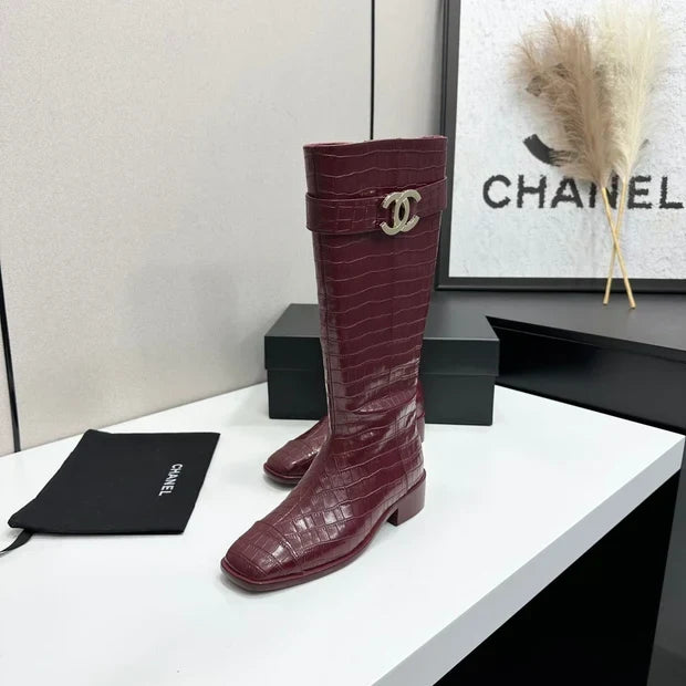 Chanel 2026 Metiers D'art Knee-High Boots 45mm Suede Cowhide 986193