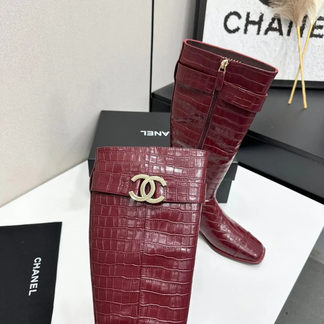 Chanel 2026 Metiers D'art Knee-High Boots 45mm Suede Cowhide 986193